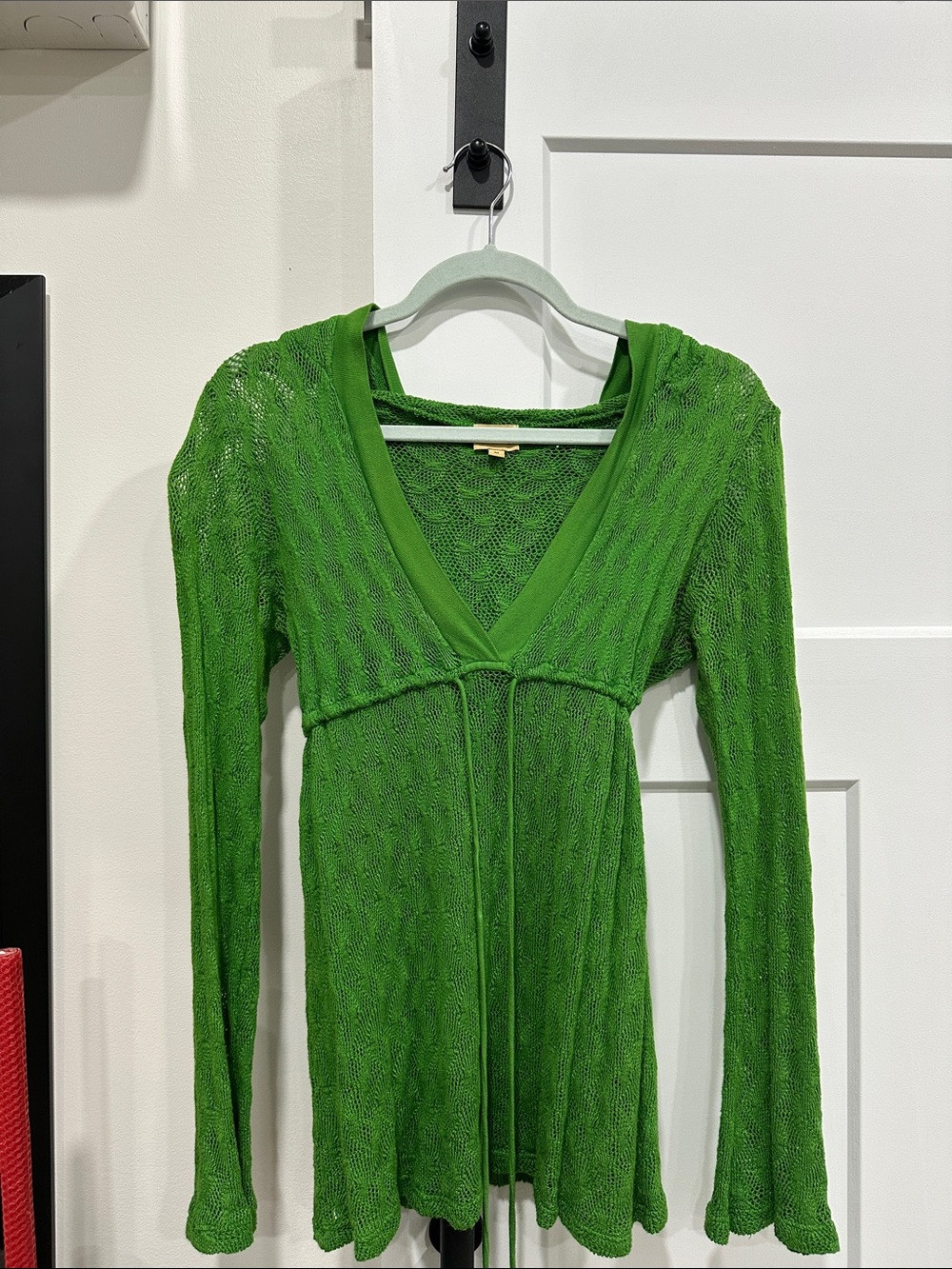 Ella Moss V-Neck Long Sleeve Knit Dress in Kelly Green
